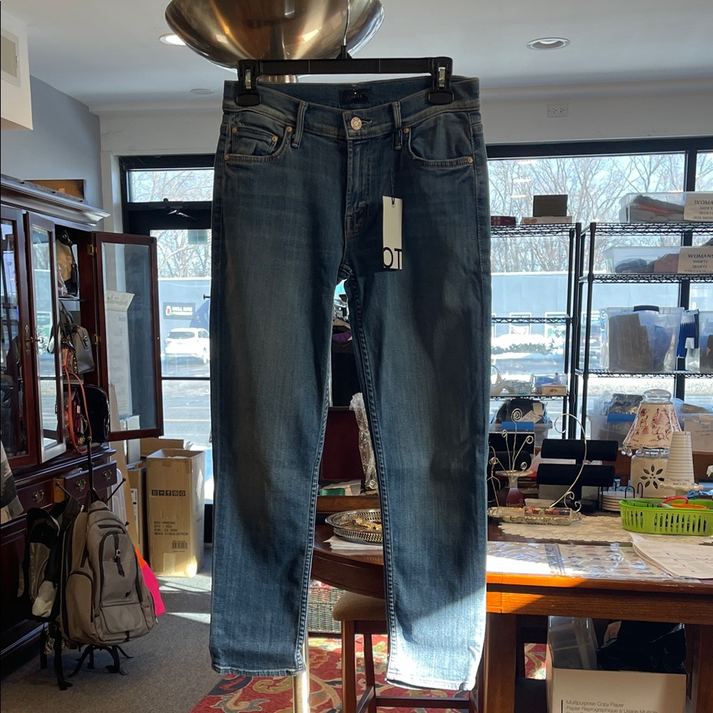 NWT MOTHER The Dropout Flare Jeans Size 24 Medium Kitty Wash Y2K